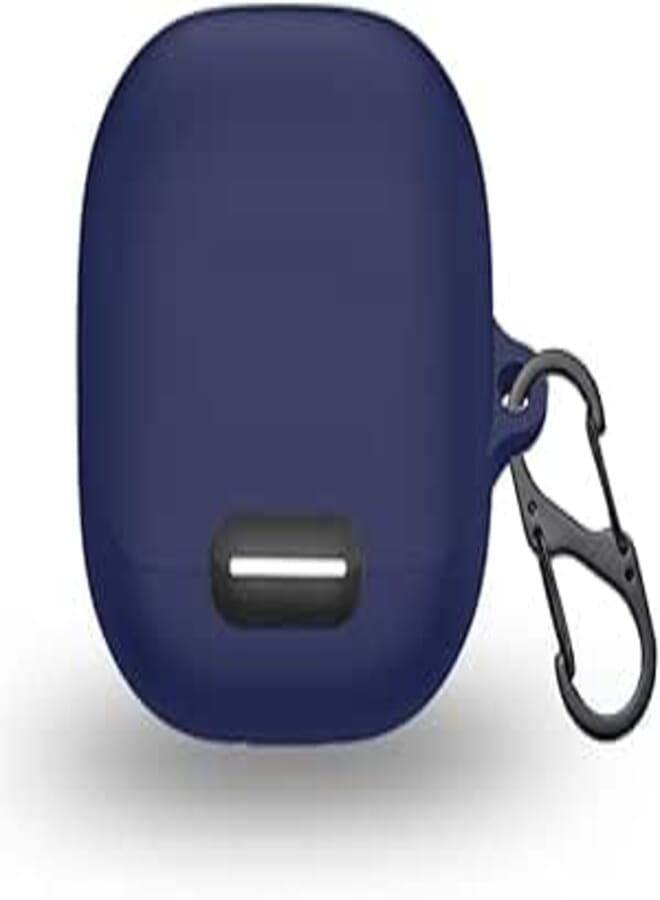 Silicon Case Cover Compatible with Soundcore by Anker Liberty 4 NC Wireless Earbuds, Protective Skin with Carabiner, with Hole for Charging (Deep Blue)